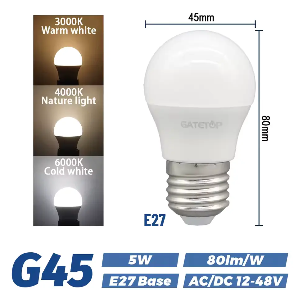 E27 LED izzó 12/24/36/48 volt 5w 80lm 