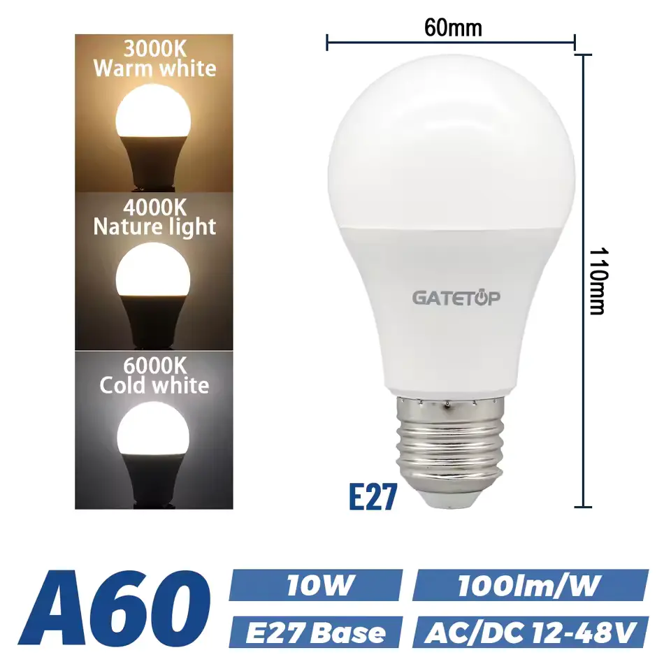 E27 LED izzó 12/24/36/48 volt. 10w 80lm 