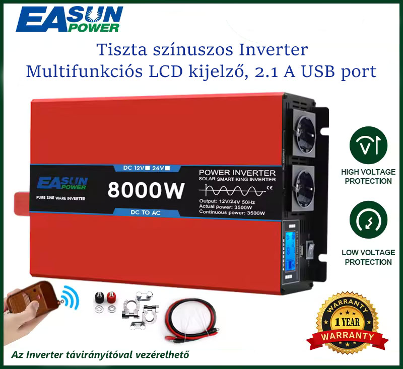 EASUN 8000 wattos tiszta színuszos inverter 
